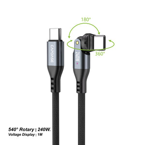 USB-C To USB-C Cable / Rotary 540-DSP-1M / Space Grey/Black