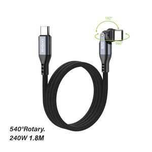 540° Rotary | 240W |1.8M USB-C to USB-C Cable