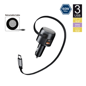 QC3.0/PD3.0 Car Charger,Rapider Reel C2P60