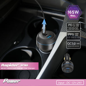 QC3.0/PD3.0 Car Charger, Rapider 3P165