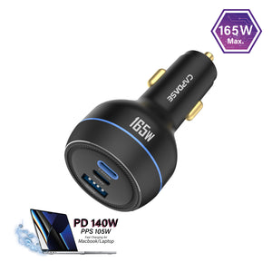 Rapider 3P165 165W QC3.0 / PD3.1 / PPS Triple Port Fast Car Charger