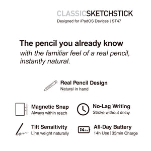 Stylus Pencil-ST47 | Classic SketchStick | Magnetic attachment | USB-C Fast charging | Green | Orange | Yellow