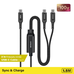 2-in-1 | 1.5M |100W USB-C*2 Cable