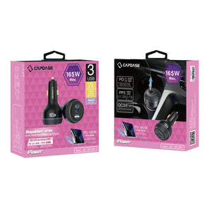 Rapider 3P165 165W QC3.0 / PD3.1 / PPS Triple Port Fast Car Charger