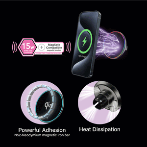 CIR Power Fast Wireless Charging Magnetic Car Mount Telescopic Arm