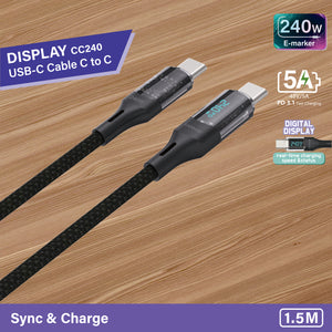 Display-CC240 USB-C To USB C Sync and Charge Cable 1.5M