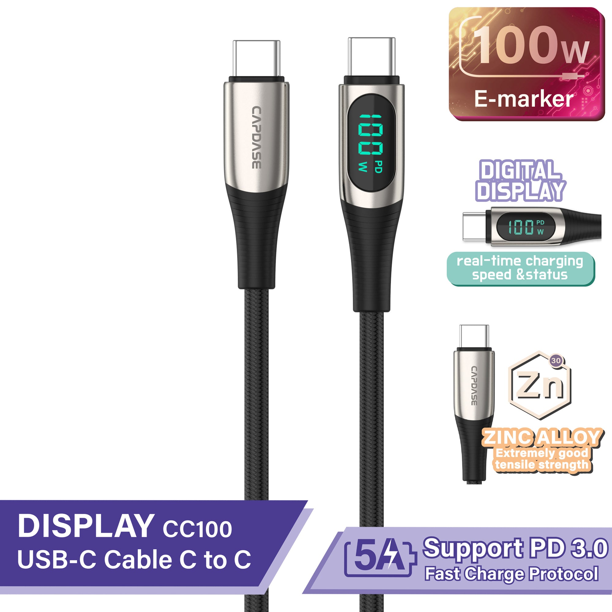 Display-CC100 USB-C To USB C Sync and Charge Cable 1.2M