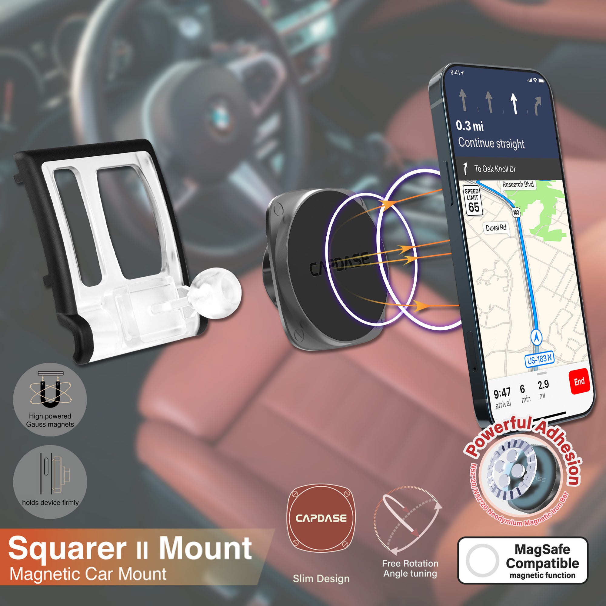 SQUARER II Magnetic Car Mount DSH Base-BMW51 for BMW 5 (2011-2017)