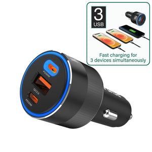 Rapider 3P78 QC 3.0 / PD 3.0 - 78W Fast Charging Car Charger