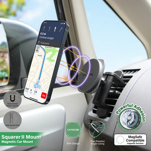 SQUARER II Magnetic Car Mount Round Air Vent Clip 77