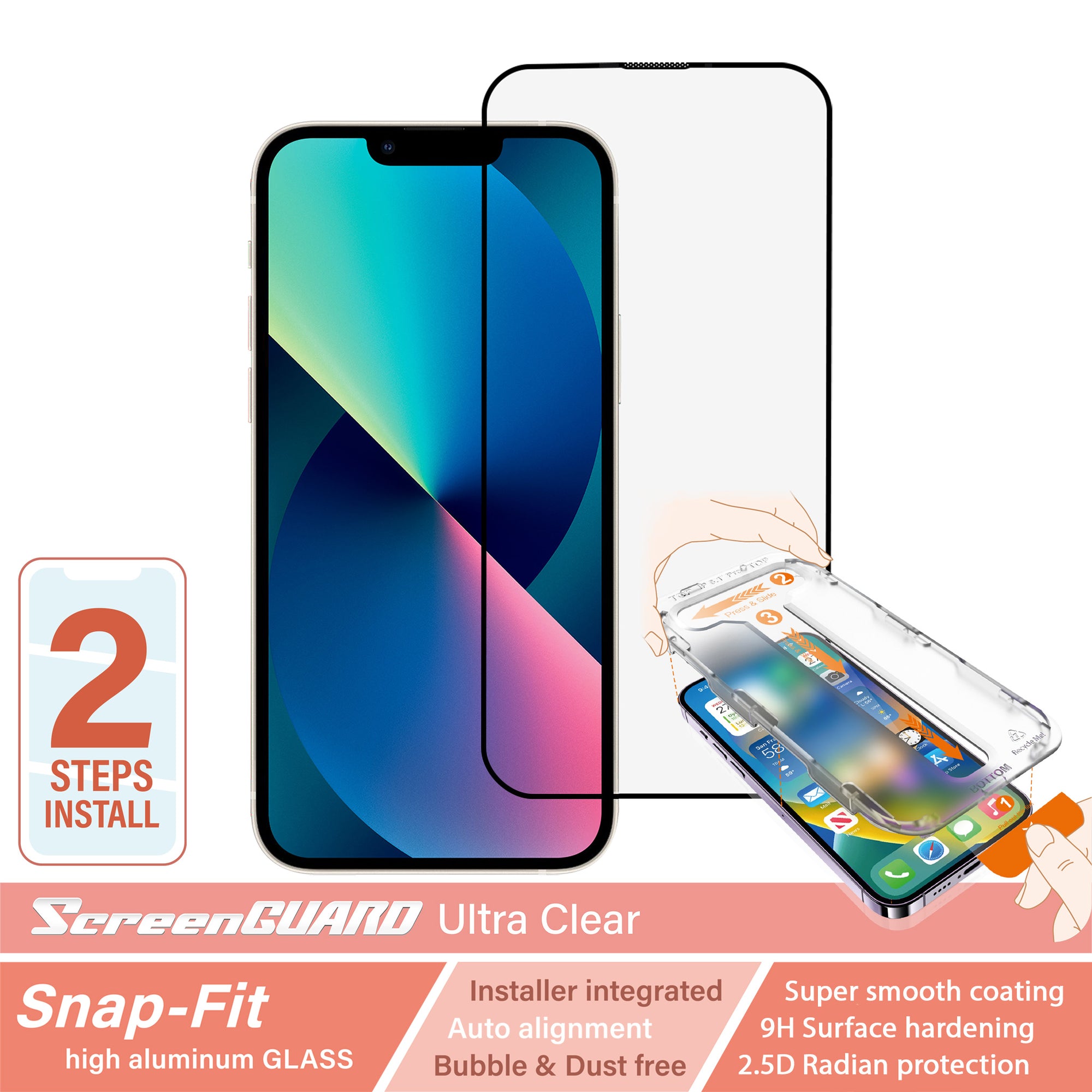 iPhone 14 & 13 & 13 Pro SnapFit High Aluminum Glass Ultra Clear Screen Protector