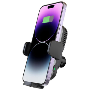 A-CM Power II Ceramic Cooling Fast Wireless Charging Auto-Clamp Car Mount Telescopic Arm