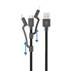 Metallic AM-CL2_2M 3 in 1 USB-A to Micro-USB Lightning and USB-C Cable 2M