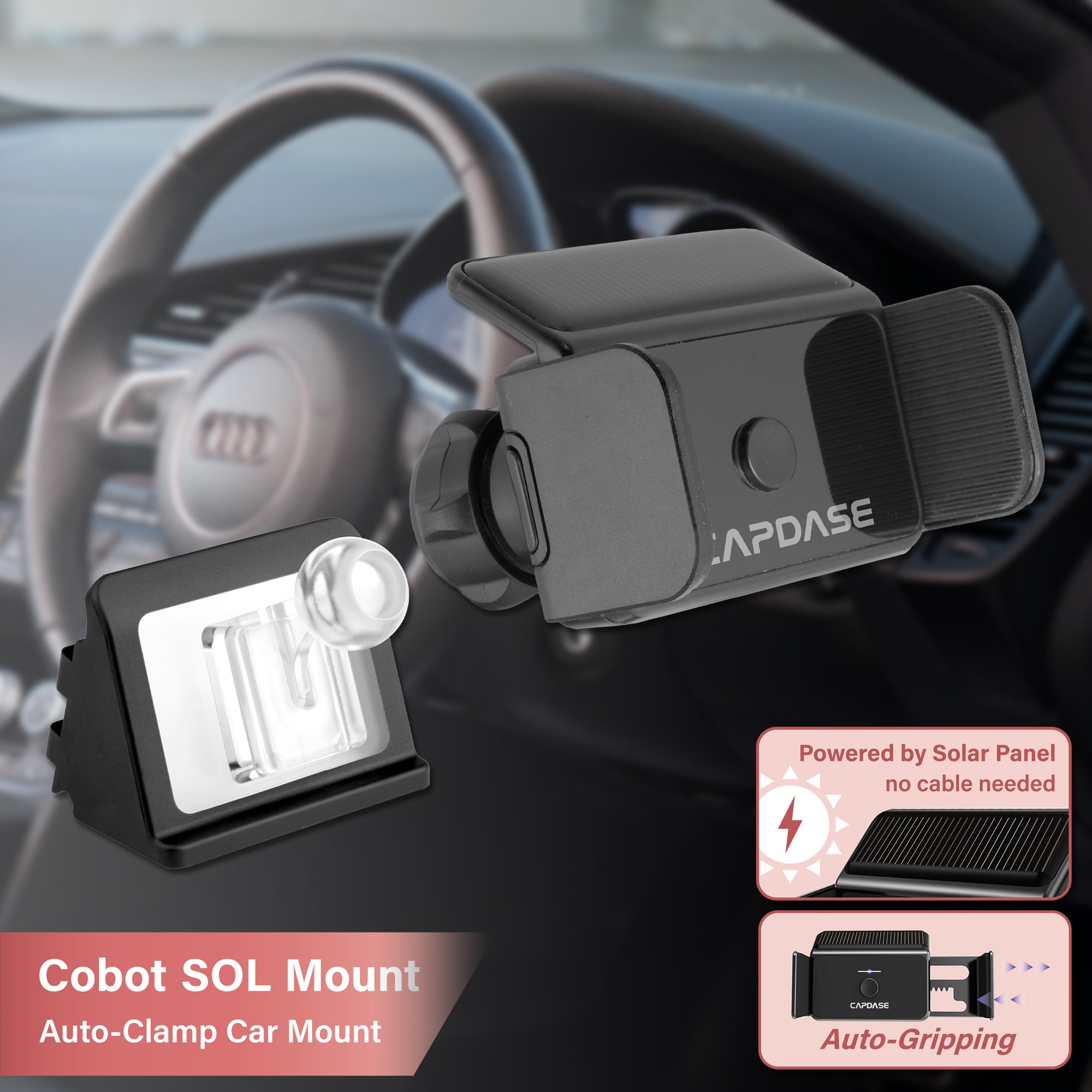 Cobot-SOLAR Auto-Clamp Car Mount DSH Base-ADQ3 for Audi Q3 (2019-2021)