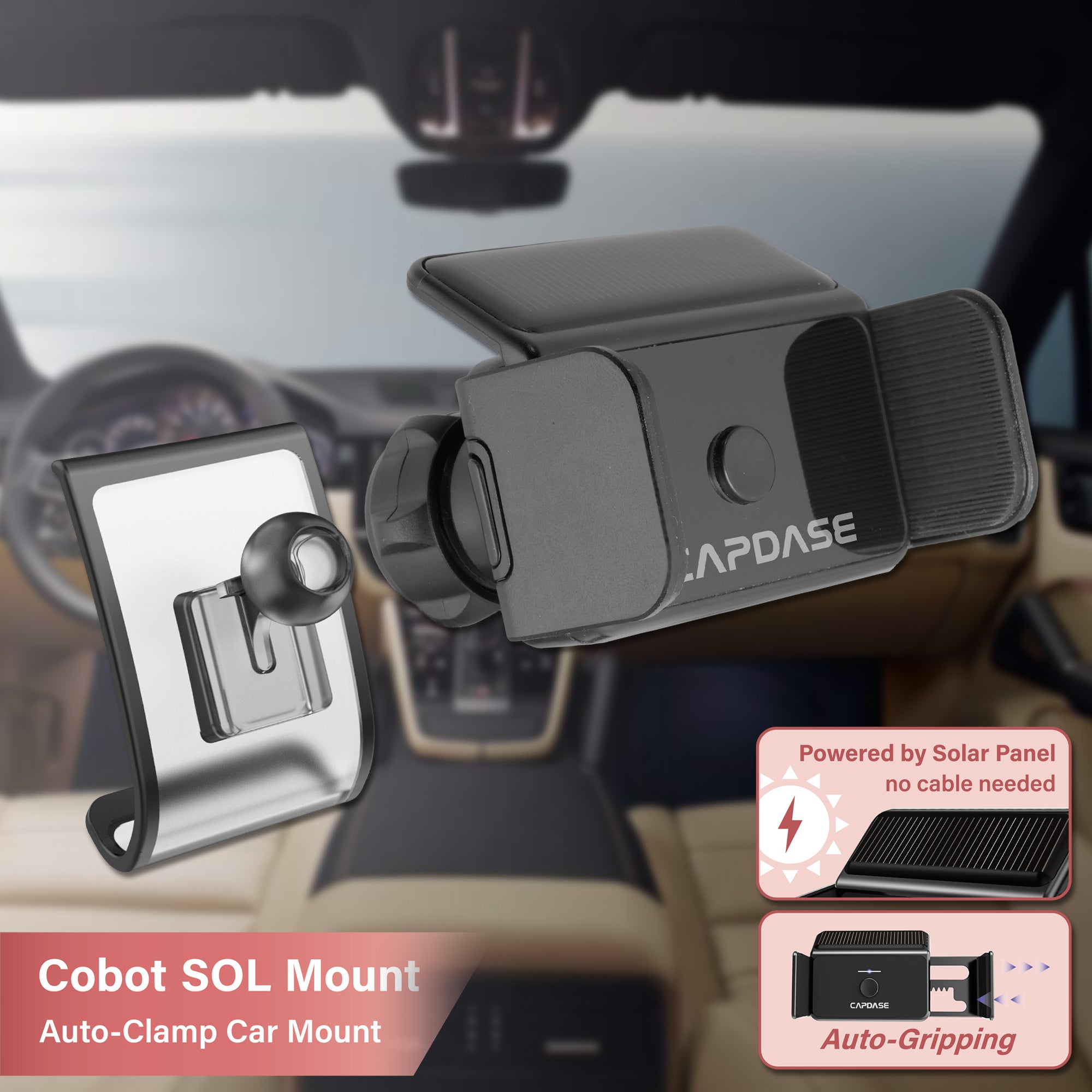 Cobot-SOLAR Auto-Clamp Car Mount DBase - PLML for Porsche Panamera (2017-2020)