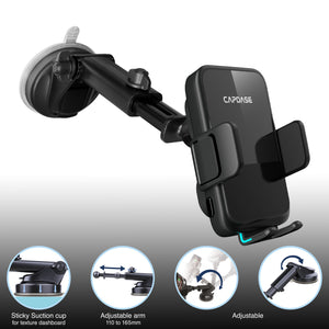 AA Power II Fast Wireless Charging Auto-Clamp & Auto-Alignment Car Mount Telescopic Arm