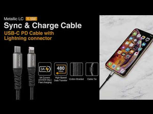 Metallic LC_1.5M USB-C PD Cable with Lightning Connector Cable video