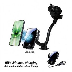 A-CM Power II Ceramic Cooling Fast Wireless Charging Auto-Clamp Car Mount Gooseneck Arm 300mm