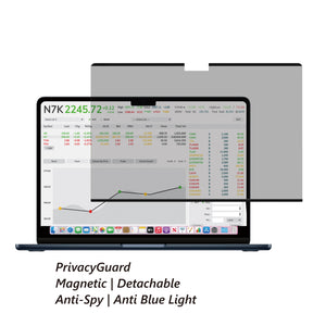 MacBook Air 13.6-inch ( 2022-2026 ) | PrivacyGuard | Anti-Spy | Anti-Blue Light | UV Protection | Detachable Magnetic ScreenGUARD-DMF-Privacy ABL