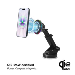 25W Qi2.2 Certified | MagSafe Slim Mount | Wireless Charging | Telescopic Arm | CIR Power II
