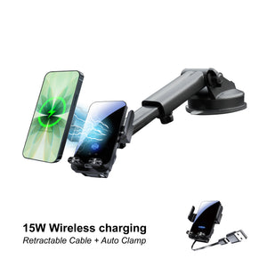 Wireless Charging Auto Mount | AI Power II-Reel- Telescopic Arm