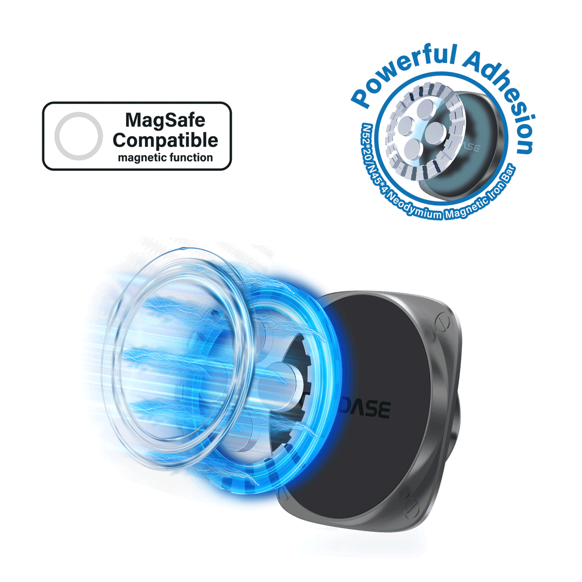 MagSafe Car Mount | Telescopic Arm-141| Windshield & Dashboard | Magnetic Mount | Squarer II Powerful magnetic grip.