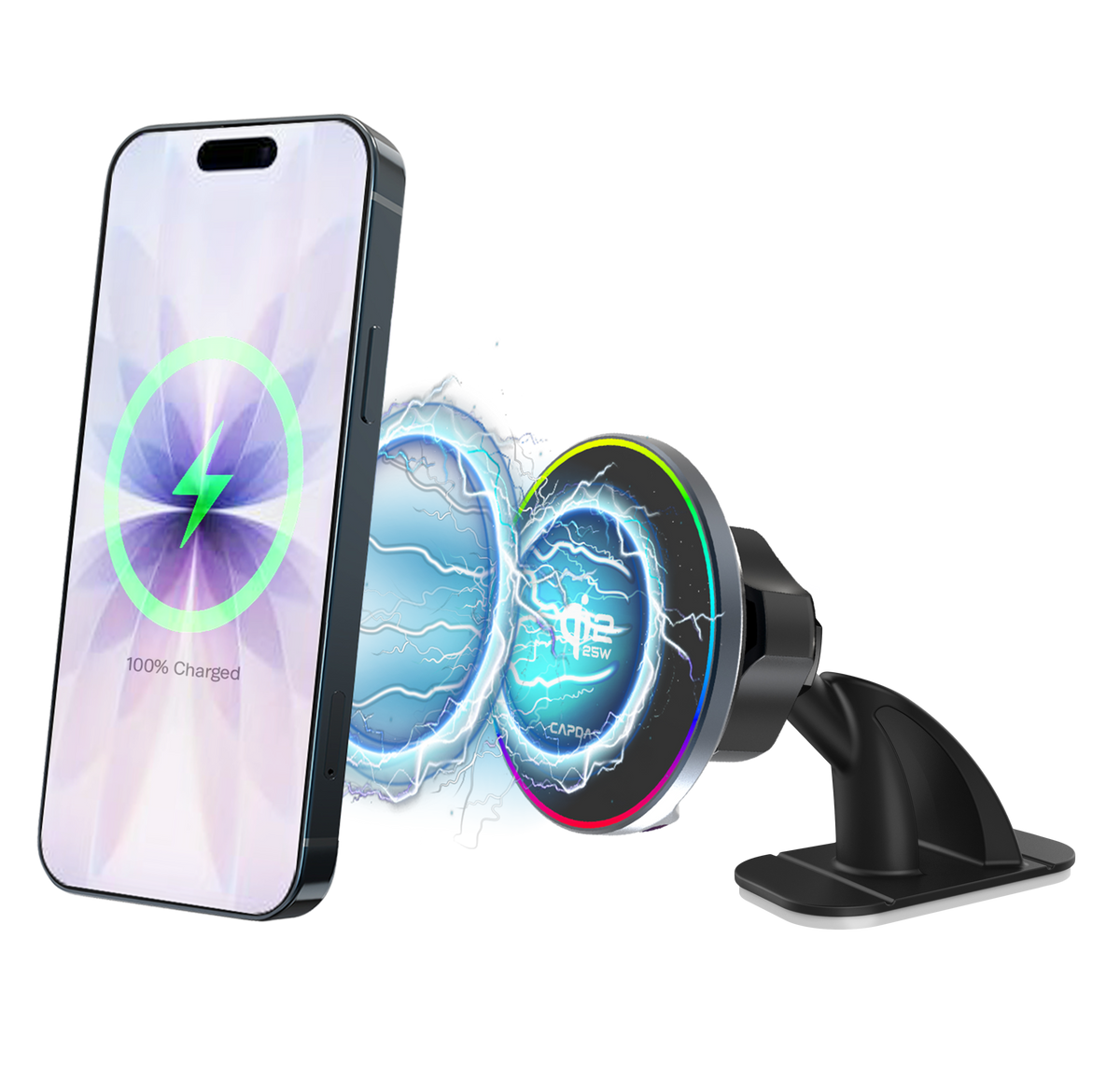 25W Qi2.2 Certified | MagSafe Slim Mount | Wireless Charging | mini Tack-154 | secure on dashboards, home desks, or anywhere.