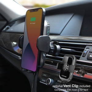 Cooling | 15W Wireless Charging | Auto-Clamp Mount | ACM Power II Car Mount | Telescopic Arm