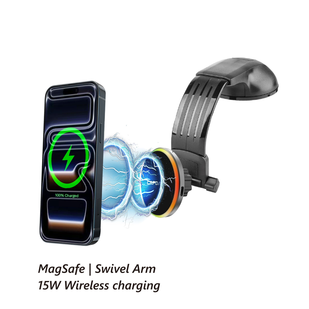 Wireless Charging Magnetic Mount - Wind/Dash | MS III -Swivel Bendable-Arm-158