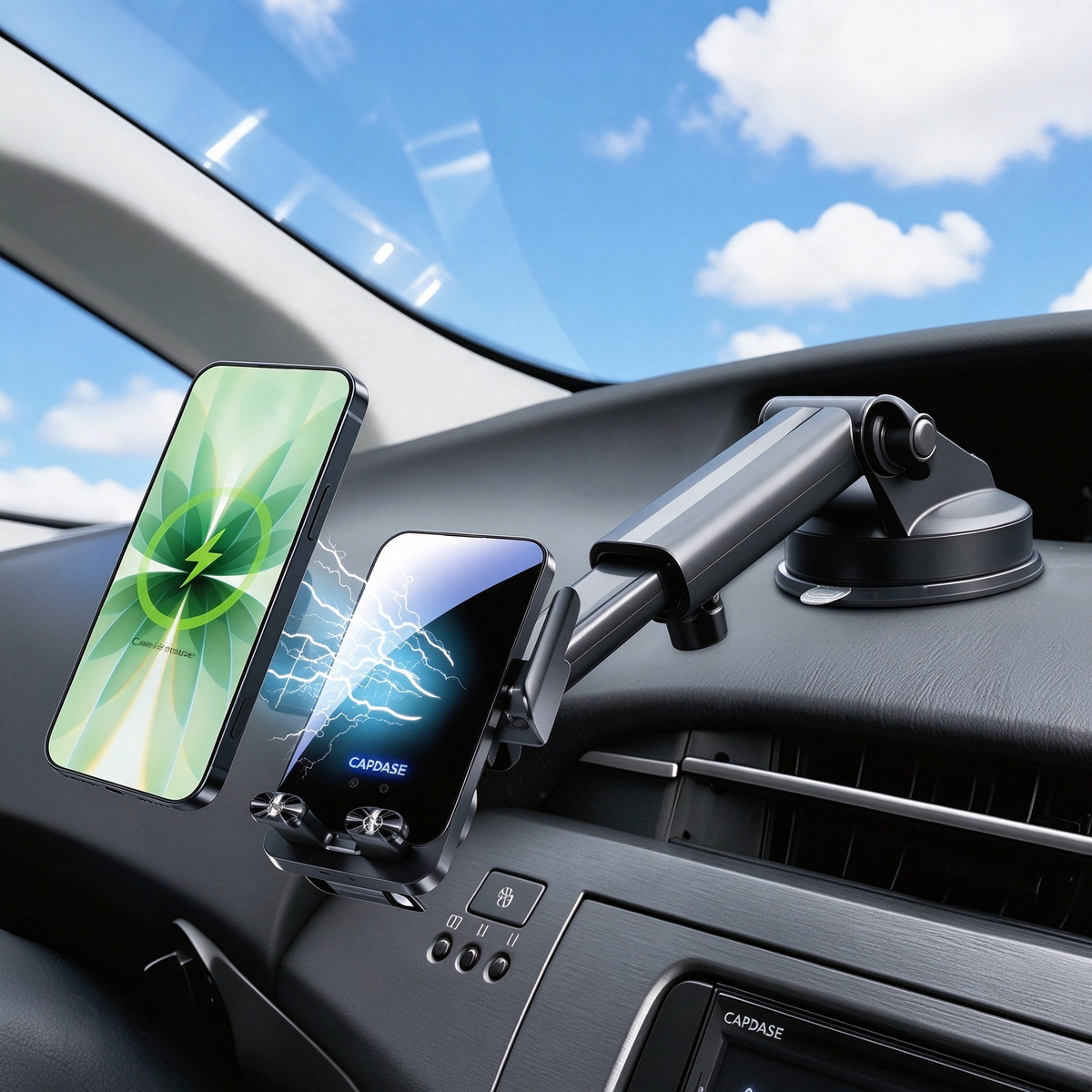Wireless Charging Auto Mount | AI Power II-Reel- Telescopic Arm