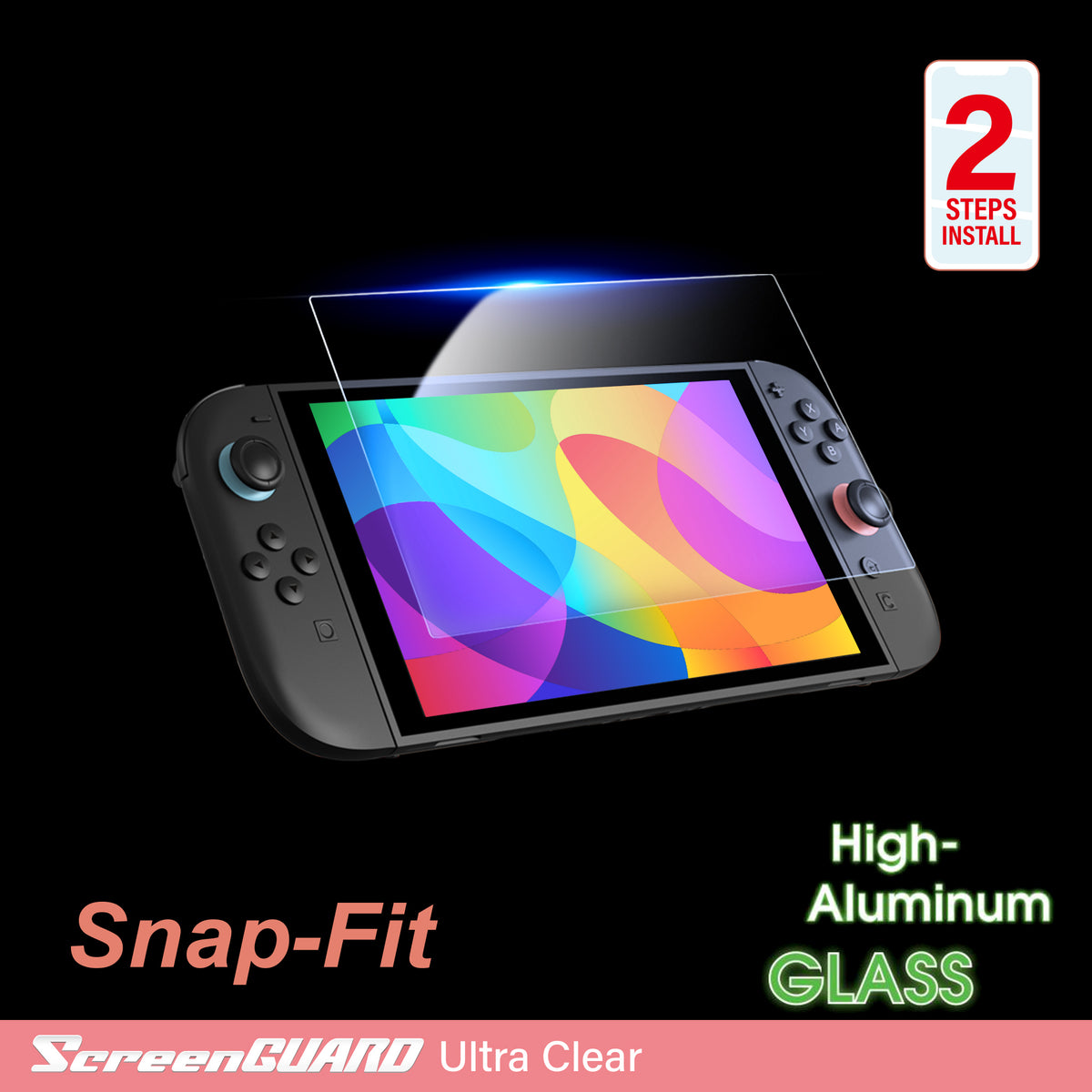 Switch 2 SnapFit Auto Align High Aluminum Glass Ultra Clear Screen Protector