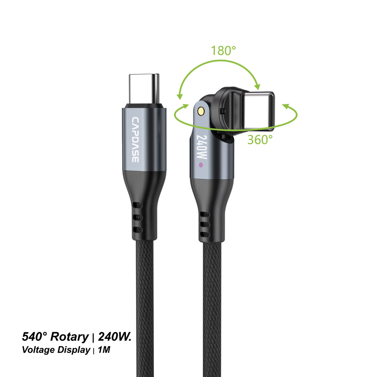 USB-C To USB-C Cable / Rotary 540-DSP-1M / Space Grey/Black
