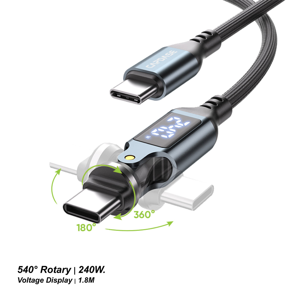 USB-C To USB-C Cable / Rotary 540-DSP-1.8M / Space Grey/Black