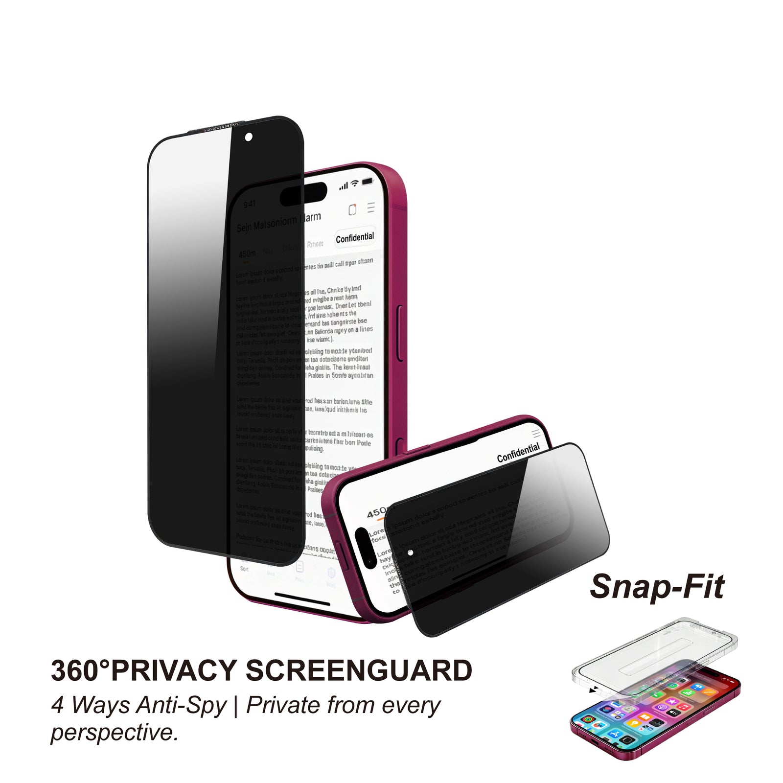 360 PrivacyGuard Tempered Glass for iPhone 18 Pro 