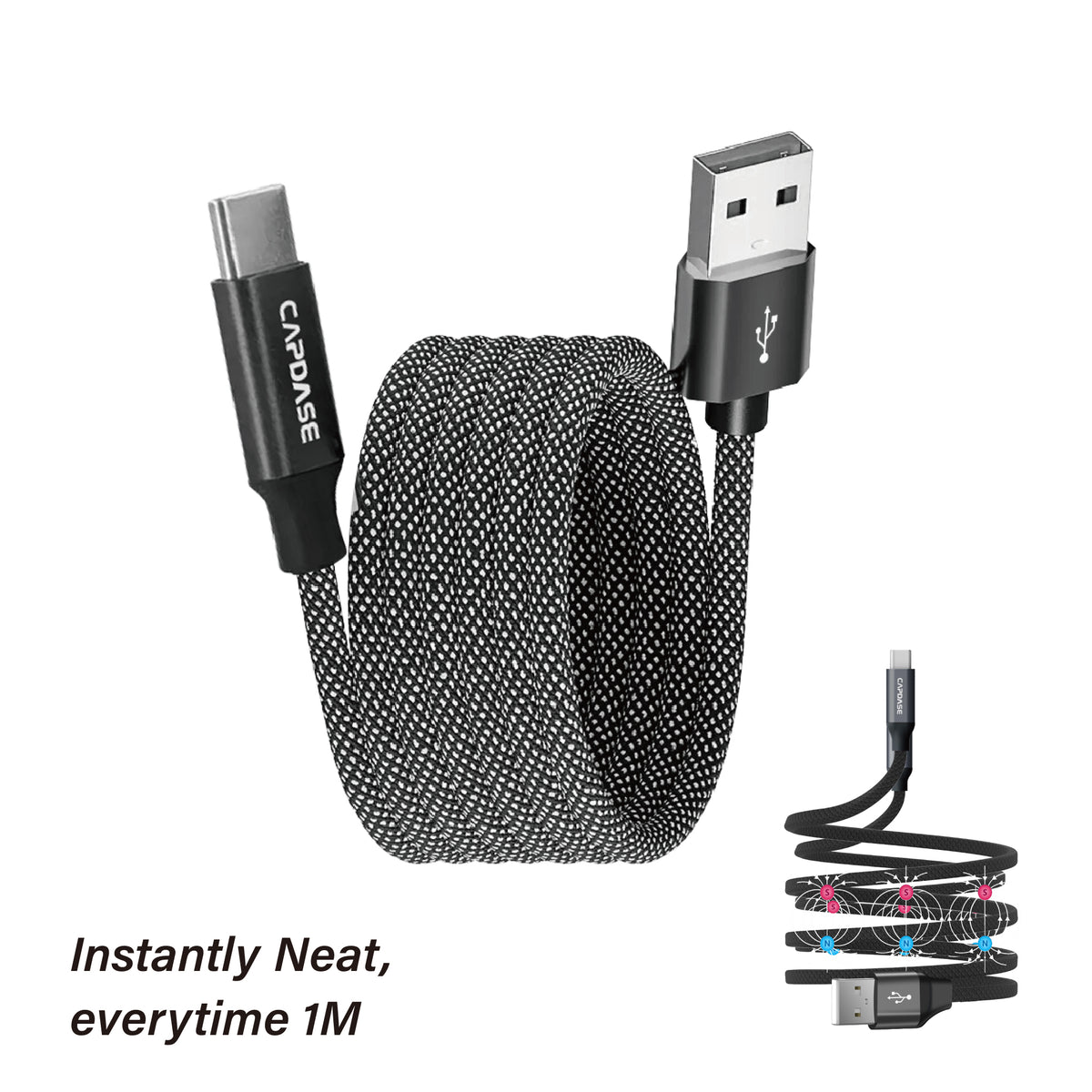 Self-Winding | USB-C To USB-A Cable | 60W | 1M