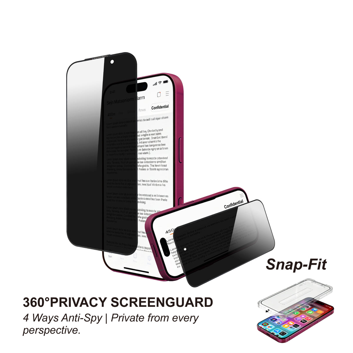 360 PrivacyGuard Tempered Glass for iPhone 17 Pro Max & 16 Pro Max 