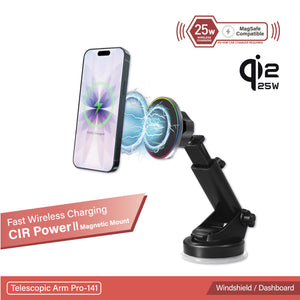 25W Qi2.2 Certified | MagSafe Slim Mount | Wireless Charging | Telescopic Arm | CIR Power II