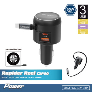QC3.0/PD3.0 Car Charger,Rapider Reel C2P60