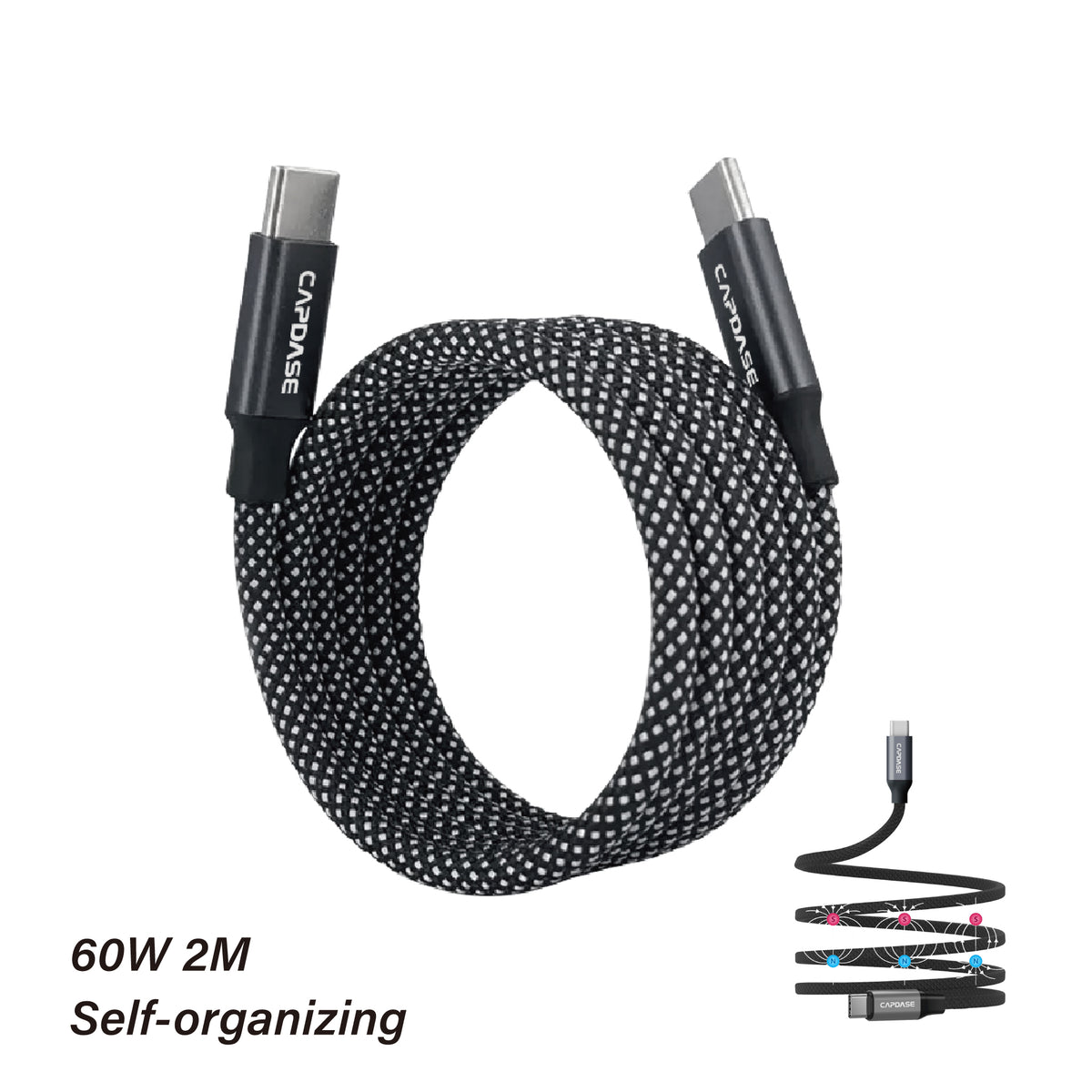 Self-Winding | USB-C To USB-A Cable | 60W | 1M