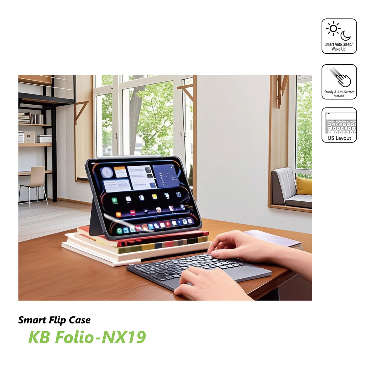 iPad Air 11 (M4/M3/M2) | iPad (A16) | iPad (10/9/8th generation) | iPad Air (5/4th generation) | iPad Pro 11 (4/3/2 generation) | Keyboard Folio – NX19 Kit | Black