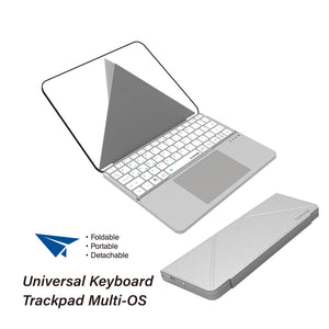 Universal Bluetooth Keyboard with Kickstand Case | Slim & Foldable Keyboard | for Smartphone & Tablet with 3 of OS | iOS, Android, and Windows | Grey