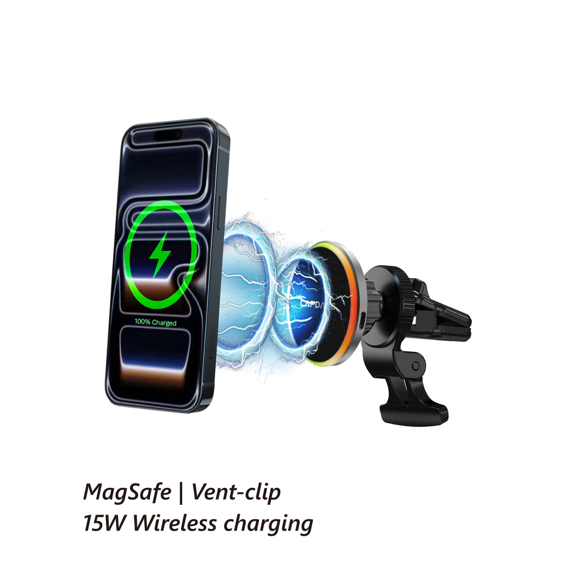 Wireless Charging Magnetic Mount - Wind/Dash | MS Power III - Vent Clip-85
