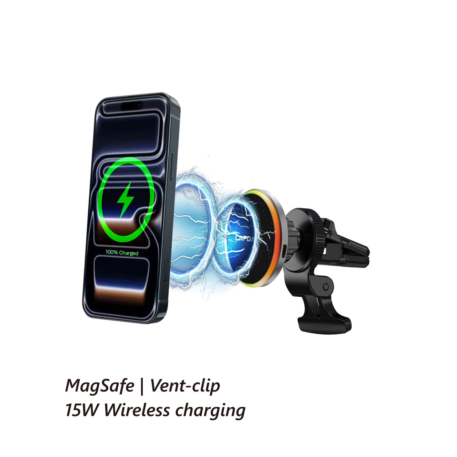 Wireless Charging Magnetic Mount - Wind/Dash | MS Power III - Vent Clip-85