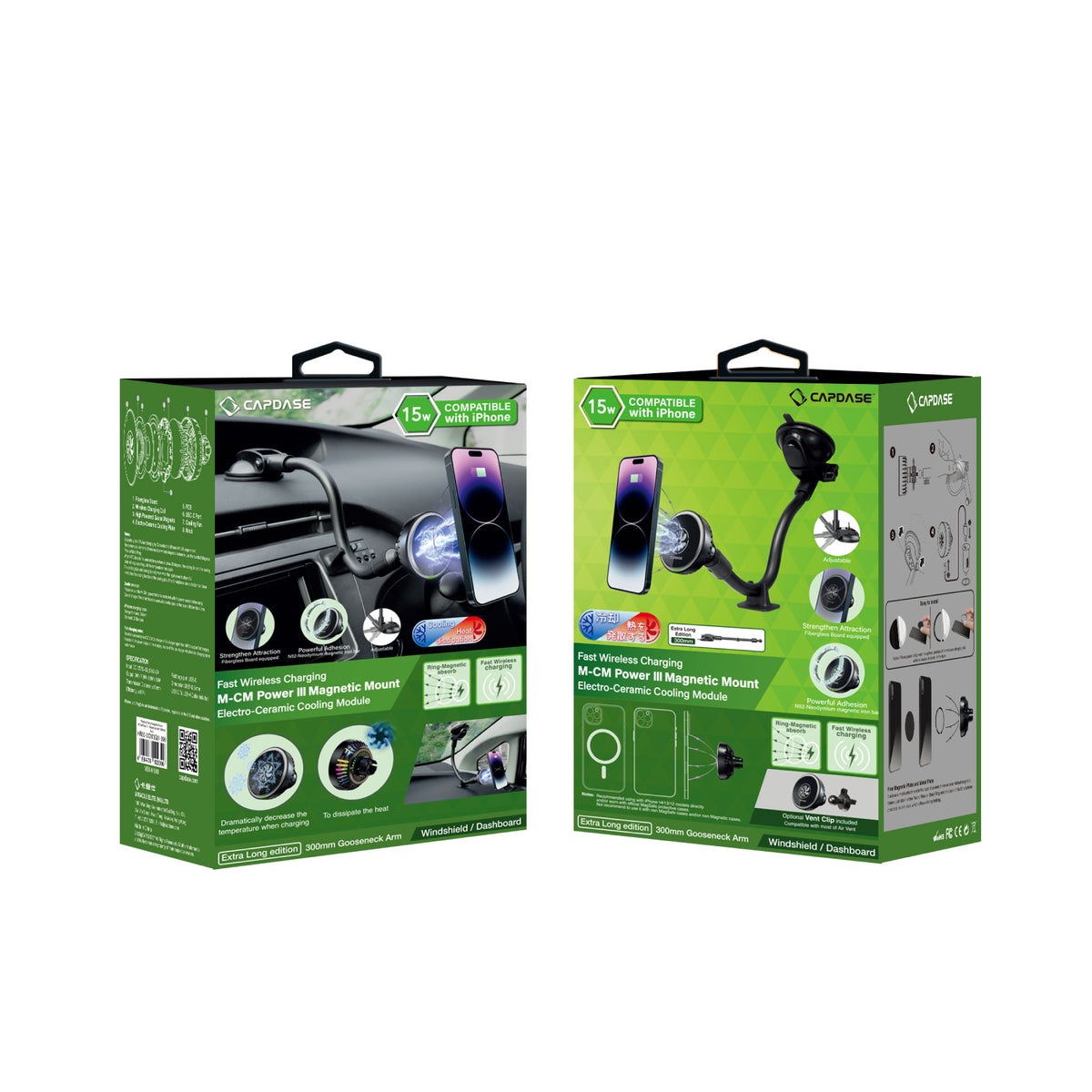 Cooling | 15W Wireless Charging Mount | MagSafe MCM Power III Car Mount | Gooseneck Arm 300mm
