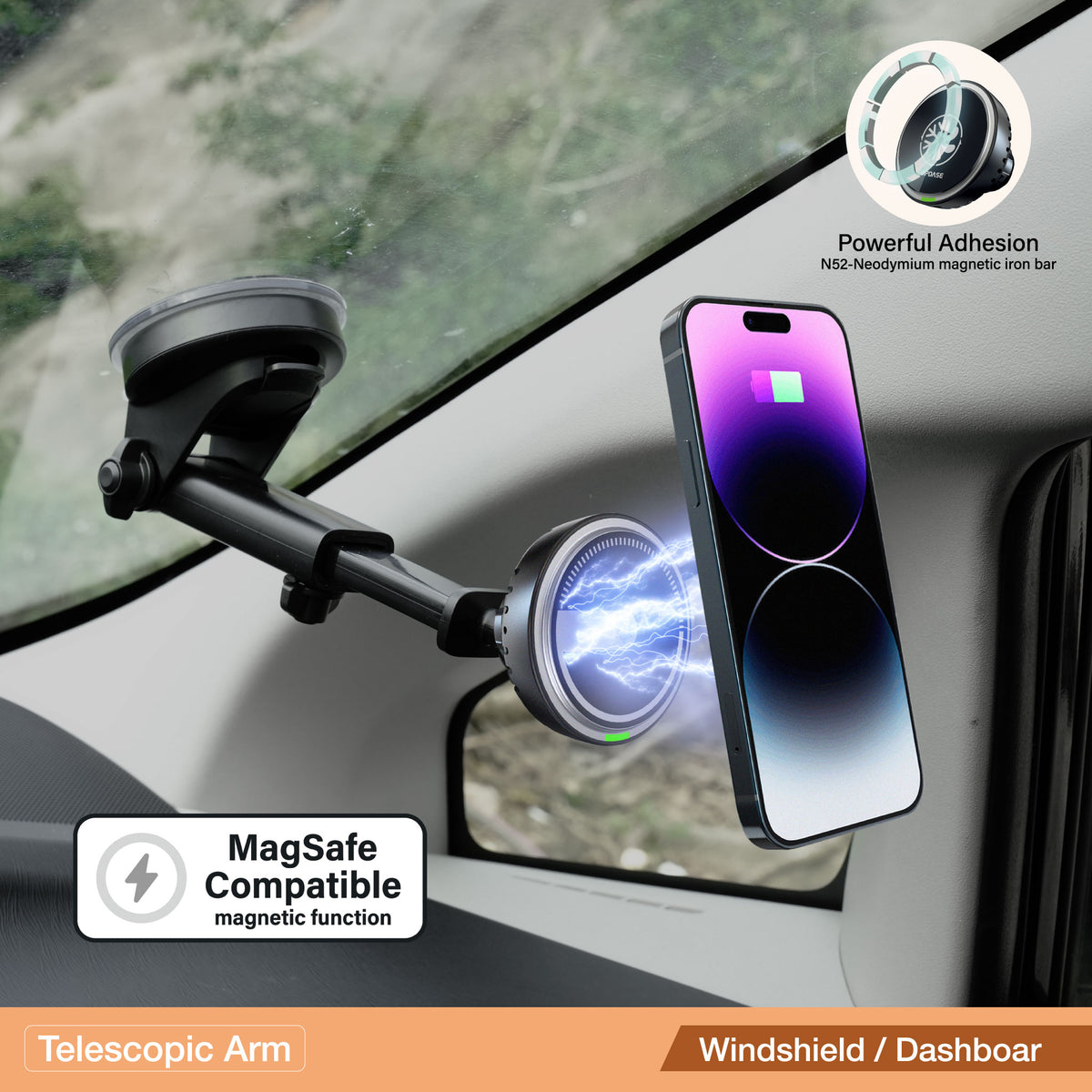 Wireless Charge Magnetic Mount| M-CM Power III  - Telescopic Arm