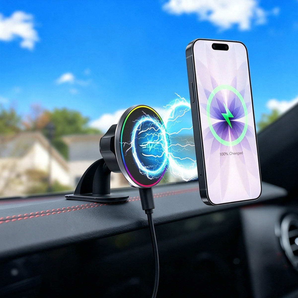 25W Qi2.2 Certified | MagSafe Slim Mount | Wireless Charging | mini Tack-154 | secure on dashboards, home desks, or anywhere.