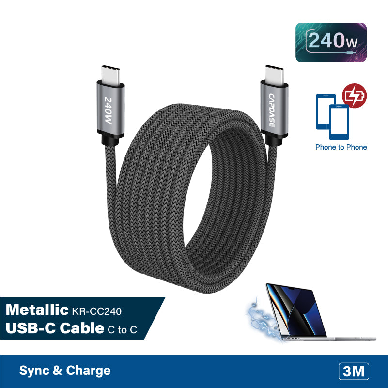 CAPDASE Metallic-KR-CC240 USB-C to USB-C Cable (3M)