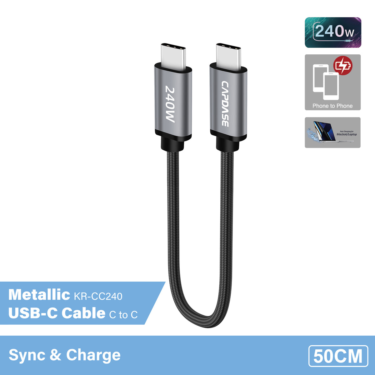 CAPDASE Metallic-KR Series USB-C to USB-C Cable (0.5M / 50cm)