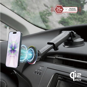 25W Qi2.2 Certified | MagSafe Slim Mount | Wireless Charging | Telescopic Arm | CIR Power II