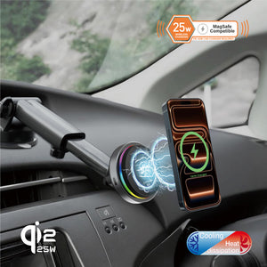 25W Qi2.2 Certified | MagSafe Cooling Mount | Wireless Charging | Telescopic Arm